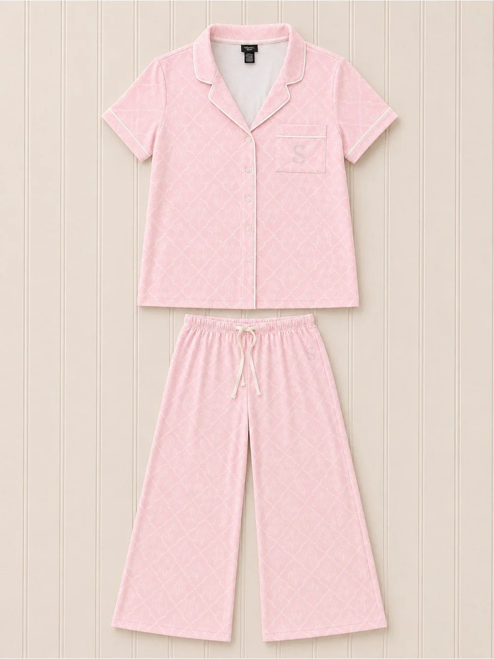 Pink Rhinestone Monogram Pajama Lounge Set NWT